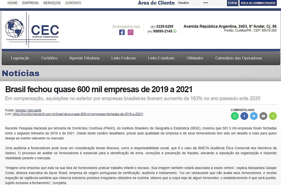 Brasil fechou quase 600 mil empresas de 2019 a 2021